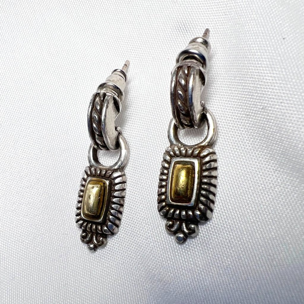 Brighton Post Door Knocker EarringsRectangleTwotone Silver  Gold PlatedHeart